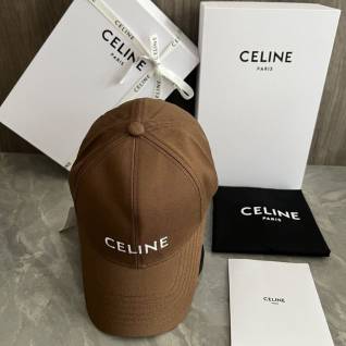 셀린느 브라운 베이직 로고자수 모자